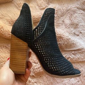 Suede studded booties open toed